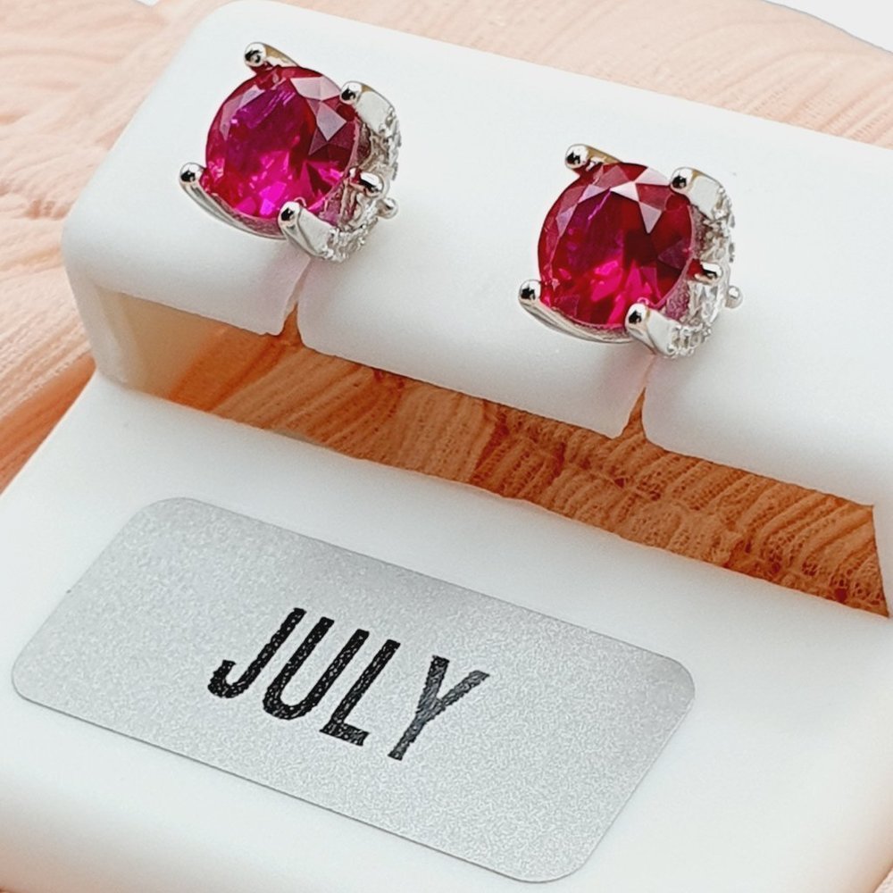 Birthstone S925 Sterling Silver CZ Stud Earrings for Women/Girl, US1925…